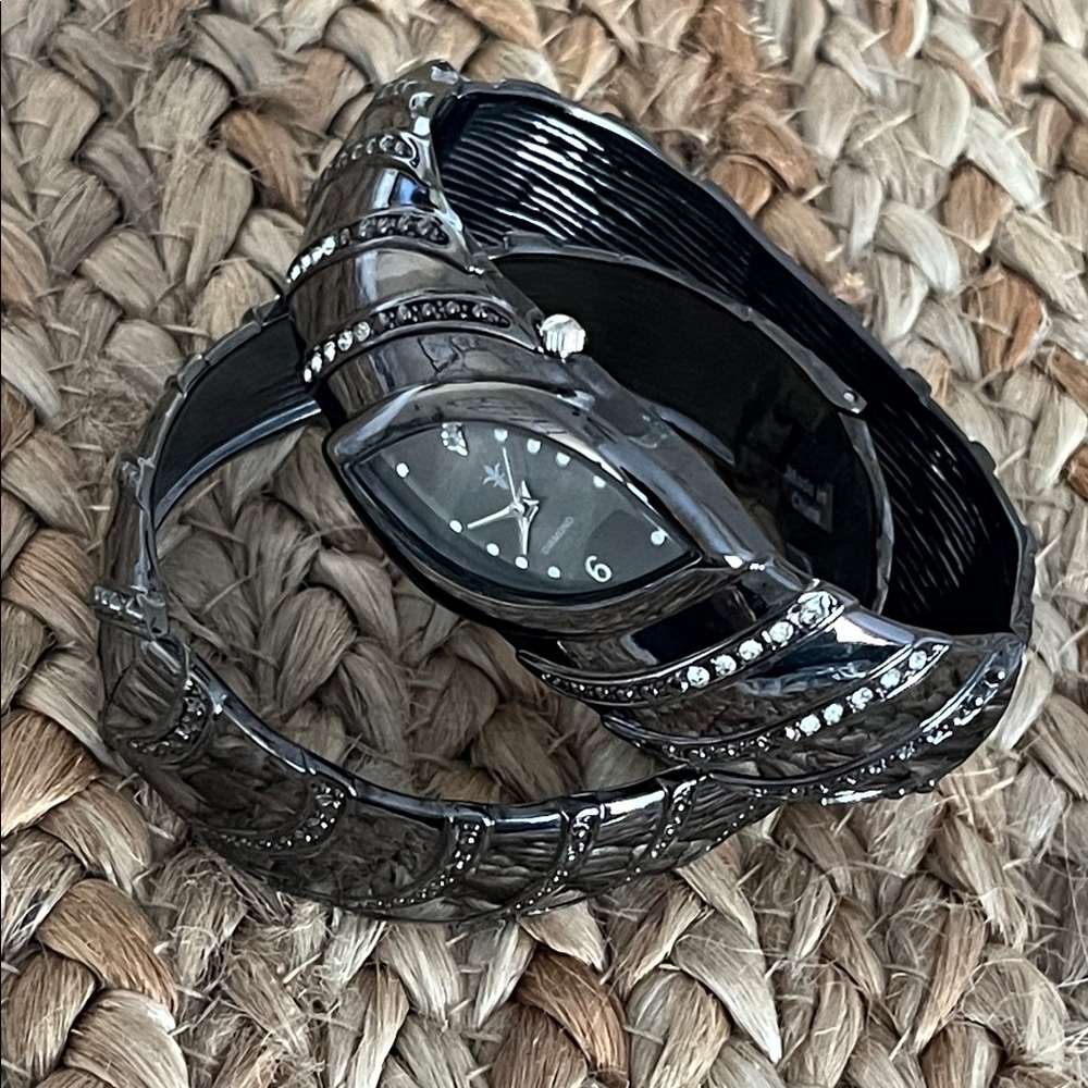 Cato Gunmetal Bangle Watch with Rhinestones‎ & Matching Bracelet